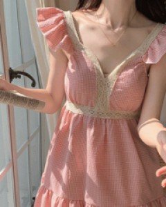 [원피스/투피스] [캡내장] 체크메이트 - 나시파자마