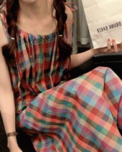 비비드체크 - 나시 원피스파자마