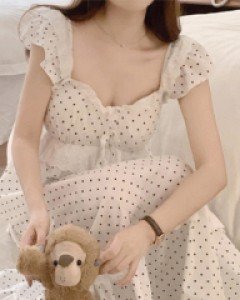 [캡내장] 로맨틱도트 나시 원피스파자마