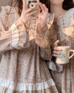 [원피스/투피스] 플라워케리아 - 긴팔 파자마세트