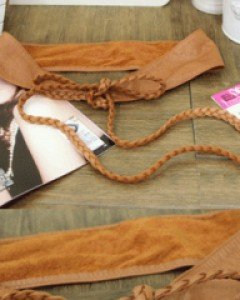 스타일링 브라운 양가죽 2중 벨트(천연 양가죽)