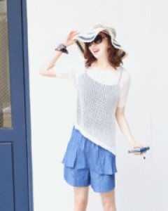 러블리 블루 티어드 큐롯 데님 밴딩 팬츠