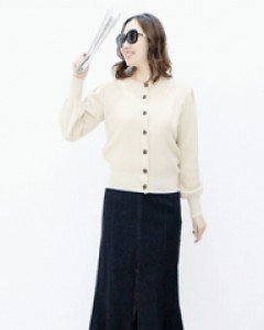 쉬즈 블랙 앞트임 밴딩 머메이드 데님 롱 스커트