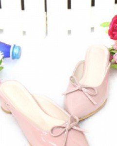 핑크 에나멜 리본 슬라이드 슈즈(230~250사이즈까지)
