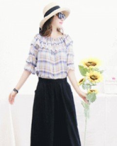 럭셔리 블랙 린넨 밴딩 치마바지