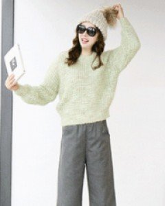 시부야 블랙 7부 통 일자 울 밴딩 팬츠 + 레깅스 세트