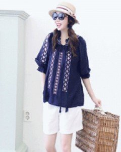 스타일 런던 화이트 4부 린넨 밴딩 팬츠