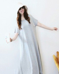 스윗 그레이 언밸런스한 루즈핏 롱 원피스