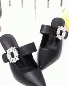 럭셔리 블랙 주얼리 슬라이드 뮬(230~250사이즈까지)