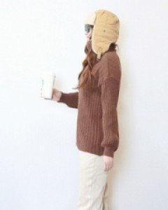 모스 라이트 베이지 박시한 코듀로이 배기 밴딩 팬츠