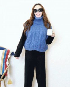 스페셜 블랙 배기 밴딩 니트 팬츠