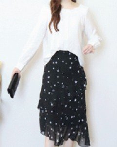 피렌체 화이트 양면 프릴 주름 스퀘어넥 루즈핏블라우스
