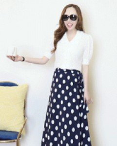 뷰티 화이트 플라워 펀칭 레이스 블라우스