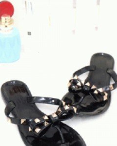 걸리쉬 블랙 스터드 리본 조리 샌들(250사이즈 주문가능)