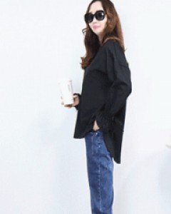 유니크 더블 버튼 루즈핏 밴딩 배기 데님 팬츠