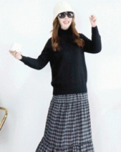 쉬즈 블랙 루즈핏 나그랑 소매 모헤어 터틀넥울 니트 스웨터