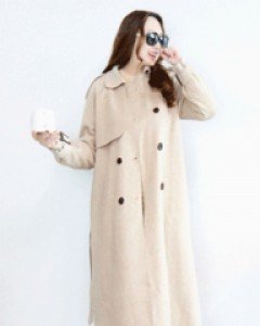 노블라인 오트밀 케이프 루즈핏 롱 울 코트