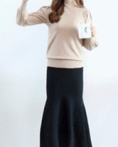 쉬즈 라이크 블랙 머메이드 니트 밴딩 롱 스커트