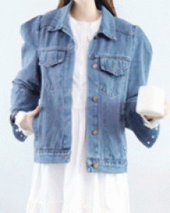 걸스 루즈핏 어깨 셔링 데님 자켓