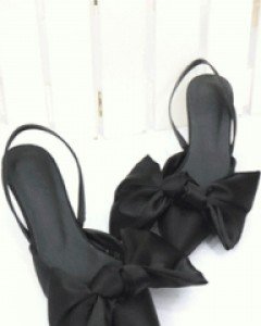 시크 블랙 빅 리본 슬링백 미들힐 슈즈(225~250사이즈까지)