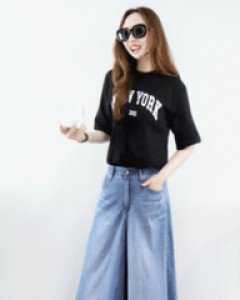 달콤 블루 시크릿 밴딩 데님 큐롯팬츠(S~L사이즈까지)