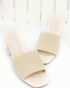 프리미엄 베이지 골지 슬라이드 뮬 샌들(230 사이즈 주문가능)