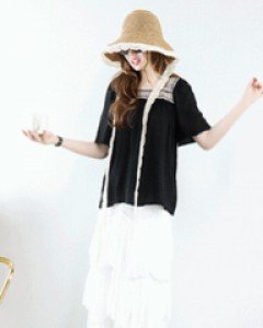 후레쉬 화이트 셔링 티어드 밴딩 롱 스커트