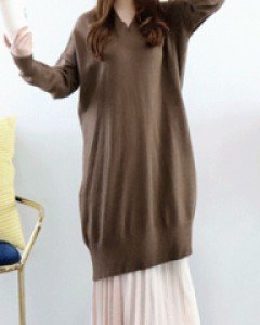 프렌치 레이디 핑크 베이지 플리츠 밴딩 롱 스커트