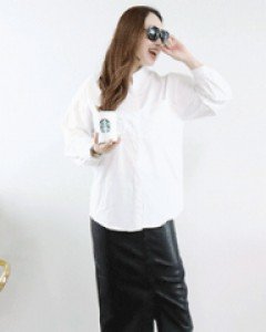 프렌치 블랙 H라인 5부 가죽 스커트(S~L사이즈까지)