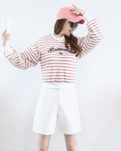 프렌치 화이트 루즈핏 4부 면 팬츠(L사이즈 주문가능)