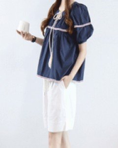 앤트워프 화이트 박시한 4부 밴딩 면팬츠