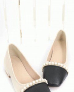 레이디 프리미엄 베이지 진주 트리밍 스퀘어토펌프스(230~250사이즈까지)