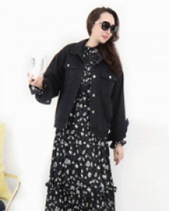 걸스 트렌디 캐주얼 루즈핏 블랙 데님 자켓