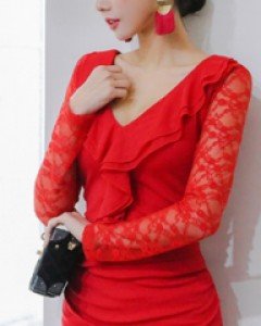 양브이 프릴 원피스