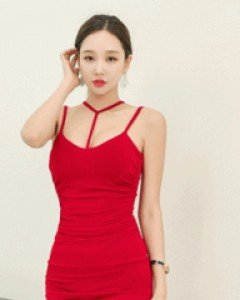 램프 홀터스트링 원피스