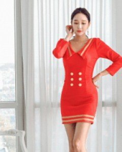 슈어 금장카라 원피스