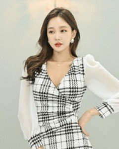 시나 체크쉬폰 원피스