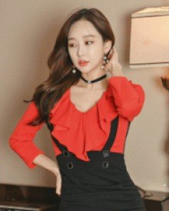 제픈 프릴멜빵 원피스