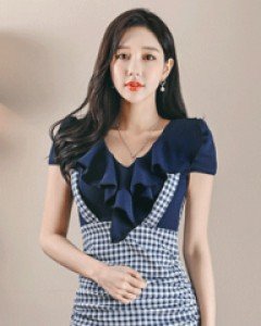 시홀 프릴멜빵 원피스