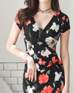 드랍 언발 꽃원피스