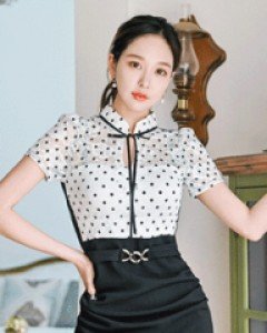 샤멜라 도트리본 원피스