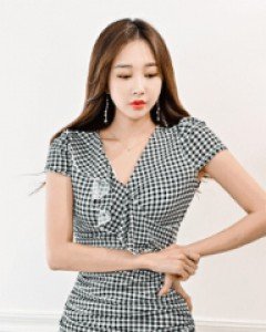 카딘 프릴체크 원피스