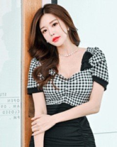 사란 리본체크 원피스