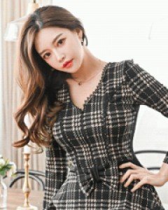 이러 체크페플럼 원피스