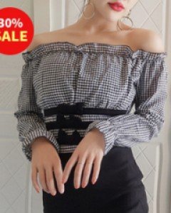 모티브 체크리본 원피스