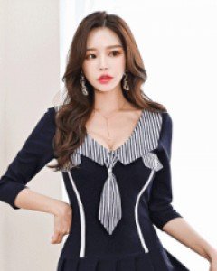 빅토리 넥타이 원피스