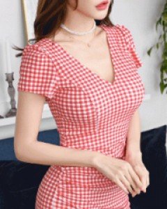 타임 브이체크 원피스