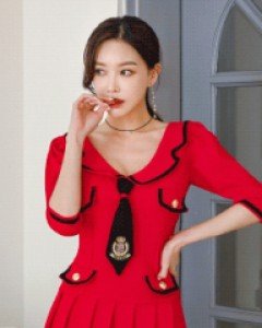 늘픈 타이주름 원피스