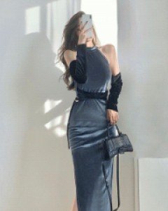 터즈 홀터벨벳 원피스