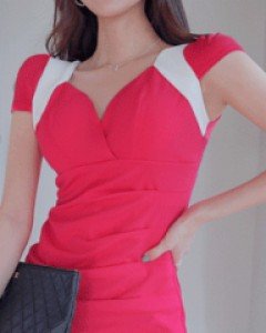 누리 배색셔링 원피스